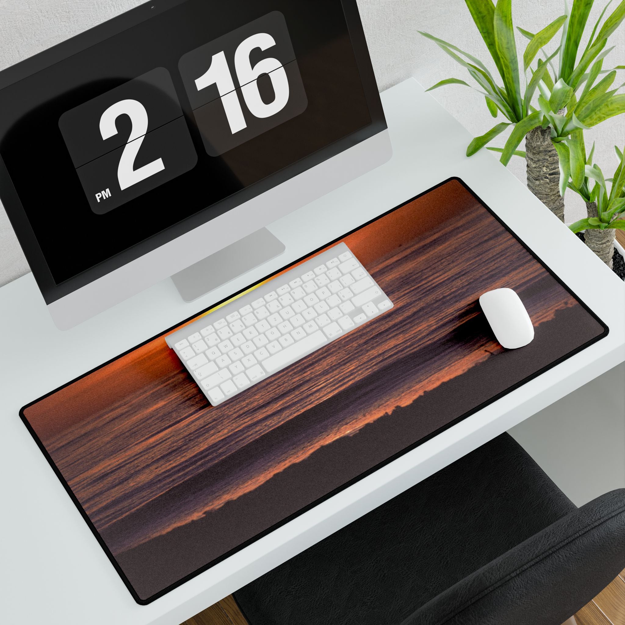 Ocean Sunset Desk Mat — Large Coastal Mousepad for Home Office