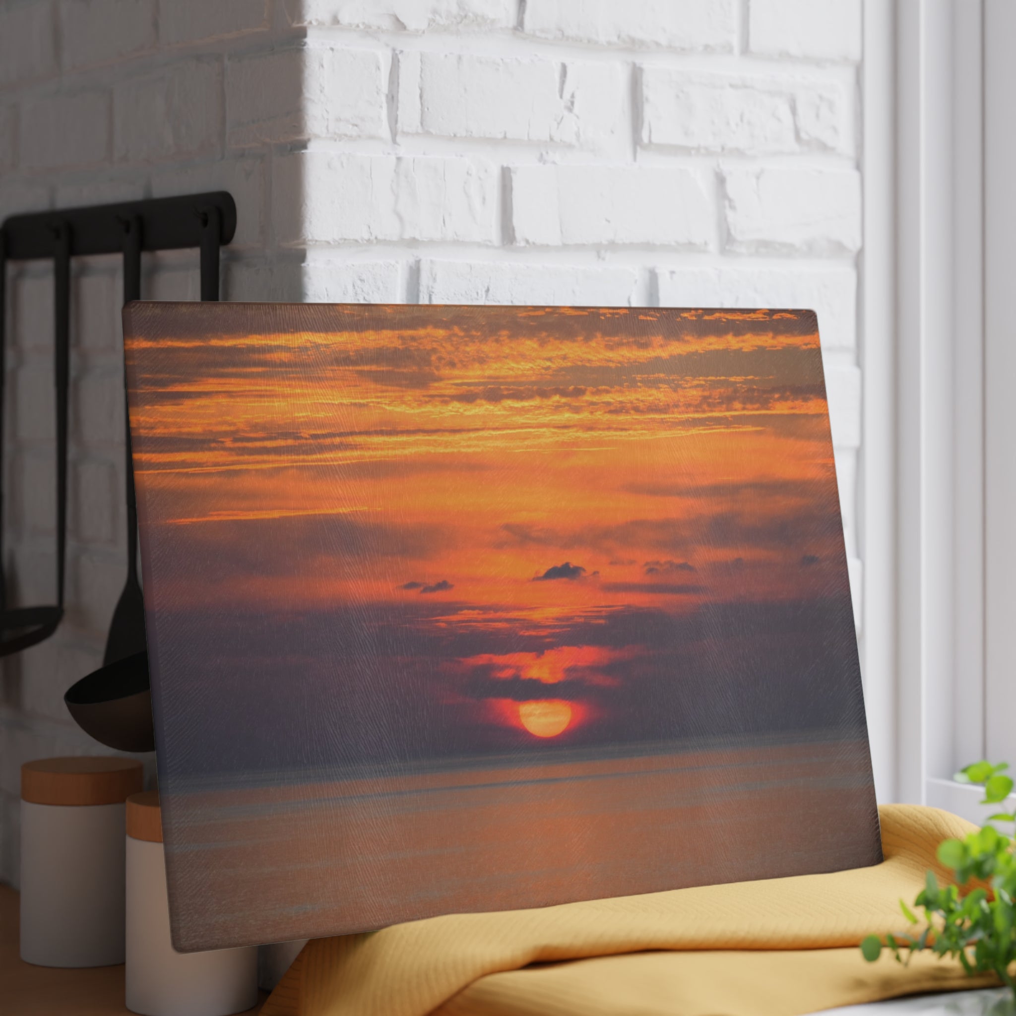 Epic Sunset Glass Cutting Board – Scenic Coastal Kitchen Decor
