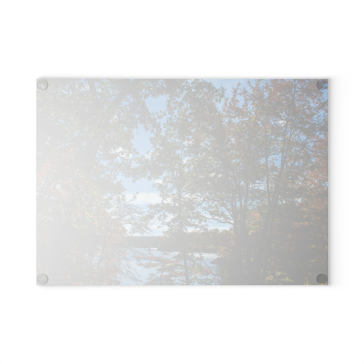 Autumn Lakeside Forest Glass Cutting Board