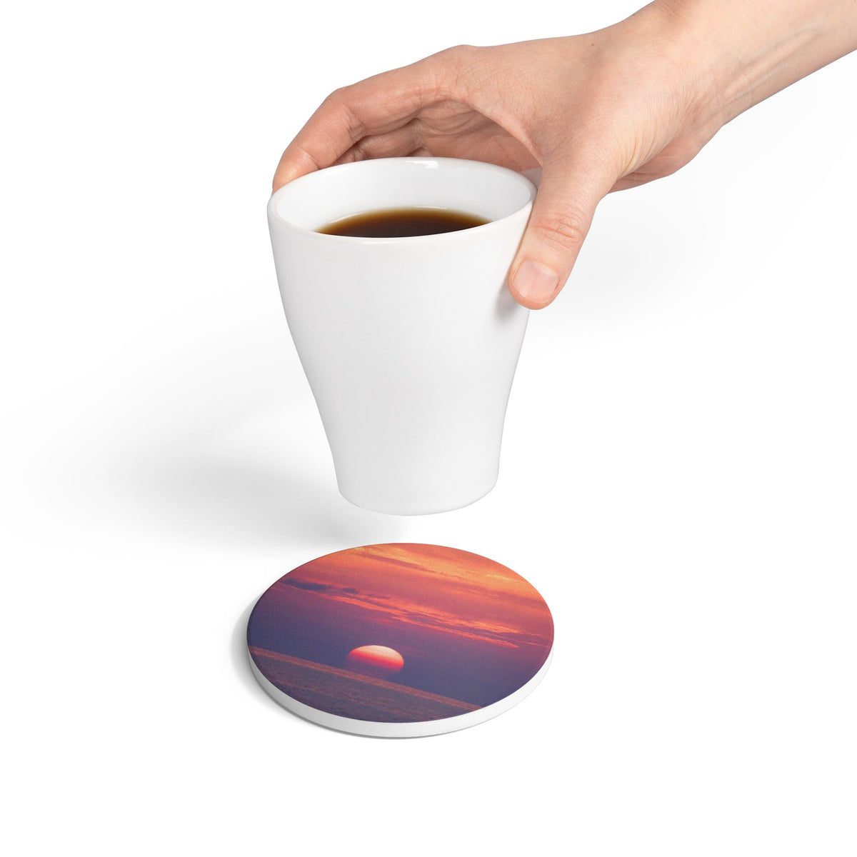 Sunset Ocean Ceramic Coaster